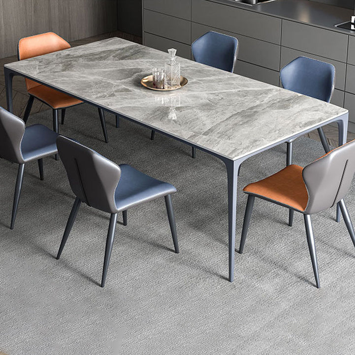 Rectangle Sintered Stone Dining Table Industrial Style 4 Legs Base Table for Home