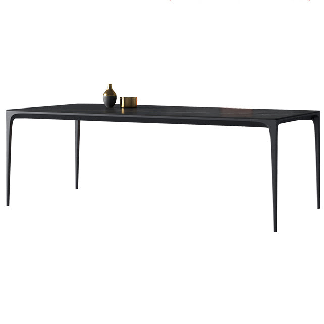 Rectangle Sintered Stone Dining Table Industrial Style 4 Legs Base Table for Home