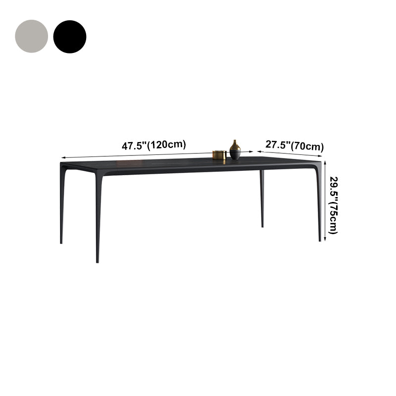 Rectangle Sintered Stone Dining Table Industrial Style 4 Legs Base Table for Home