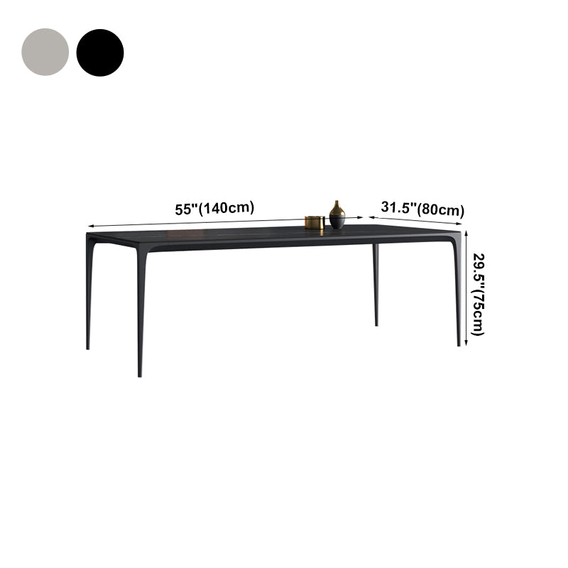 Rectangle Sintered Stone Dining Table Industrial Style 4 Legs Base Table for Home