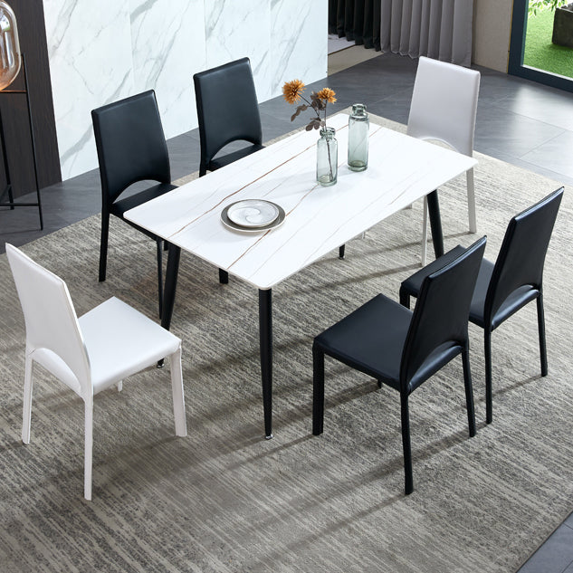 Rectangle Sintered Stone Dining Table Industrial Style 4 Legs Table for Home