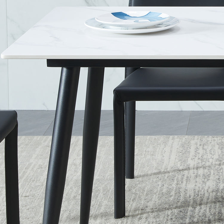 Rectangle Sintered Stone Dining Table Industrial Style 4 Legs Table for Home