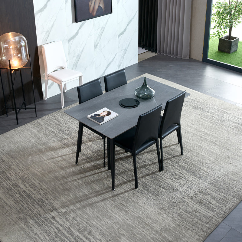 Rectangle Sintered Stone Dining Table Industrial Style 4 Legs Table for Home