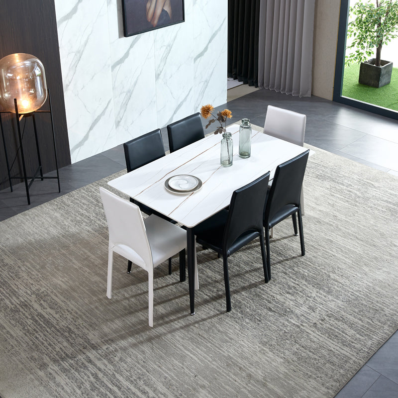 Rectangle Sintered Stone Dining Table Industrial Style 4 Legs Table for Home