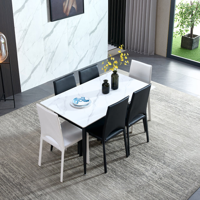 Rectangle Sintered Stone Dining Table Industrial Style 4 Legs Table for Home