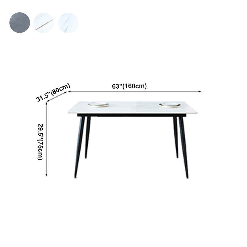 Rectangle Sintered Stone Dining Table Industrial Style 4 Legs Table for Home