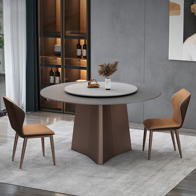 Muebles de la base del pedestal redondo colección de comedor de piedra de estilo de lujo sin platillo giratorio