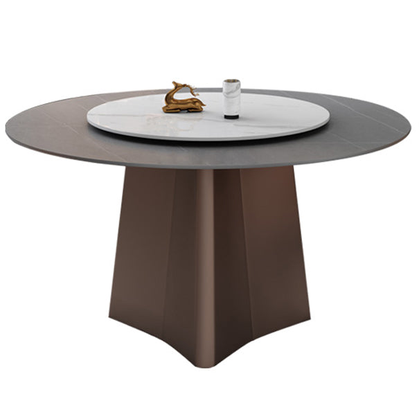 Muebles de la base del pedestal redondo colección de comedor de piedra de estilo de lujo sin platillo giratorio