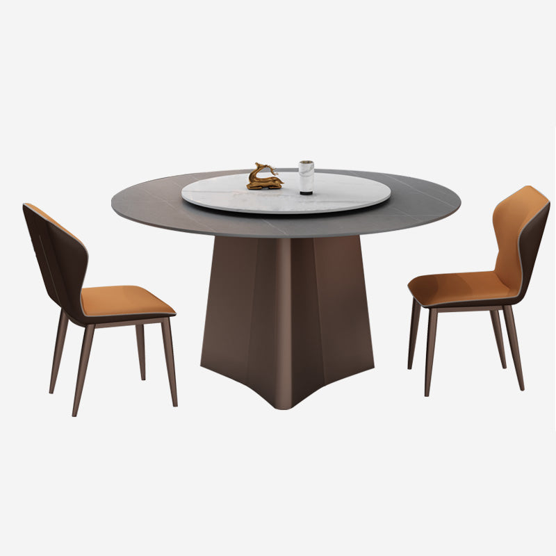 Muebles de la base del pedestal redondo colección de comedor de piedra de estilo de lujo sin platillo giratorio