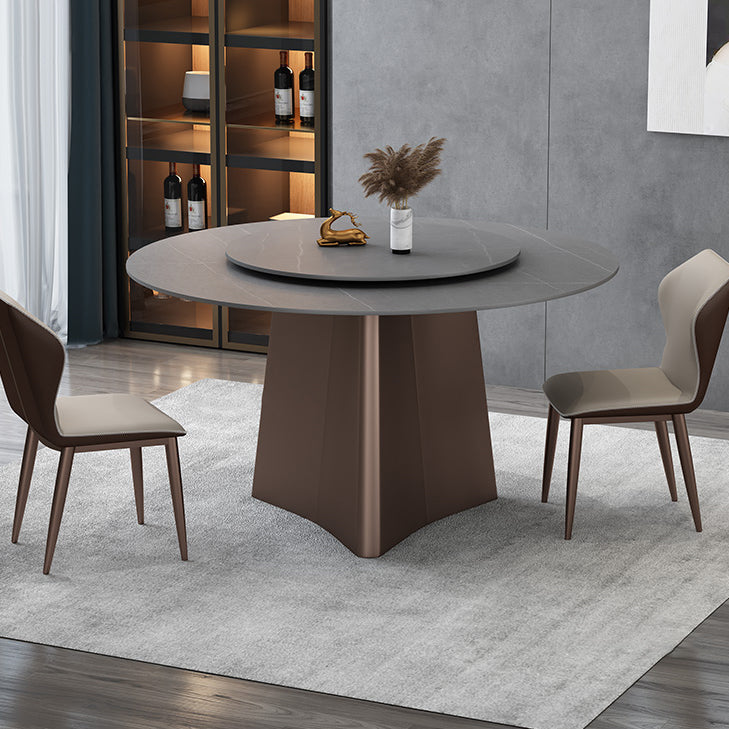 Muebles de la base del pedestal redondo colección de comedor de piedra de estilo de lujo sin platillo giratorio
