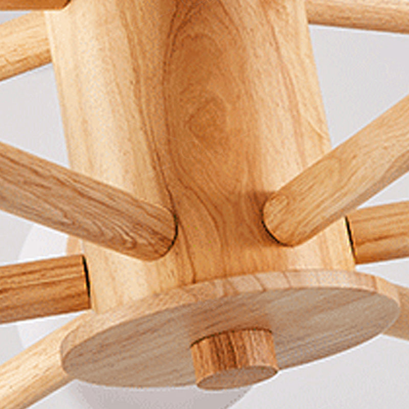 Modern Wood Chandelier Light Fixtures Multi-Head Hanging Pendant Lights with Globe Glass Shade