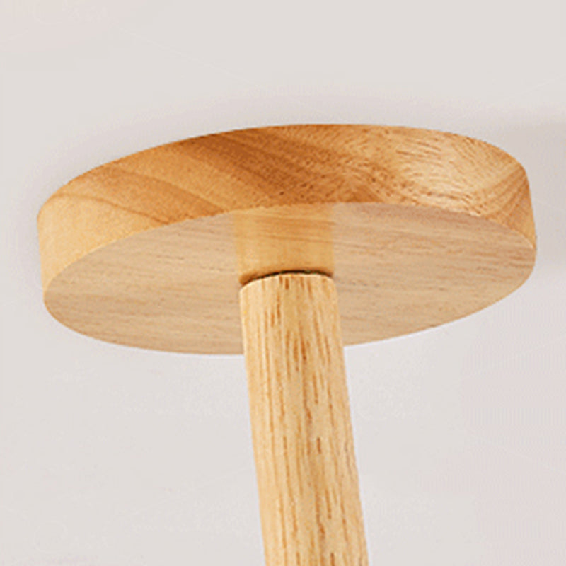 Modern Wood Chandelier Light Fixtures Multi-Head Hanging Pendant Lights with Globe Glass Shade