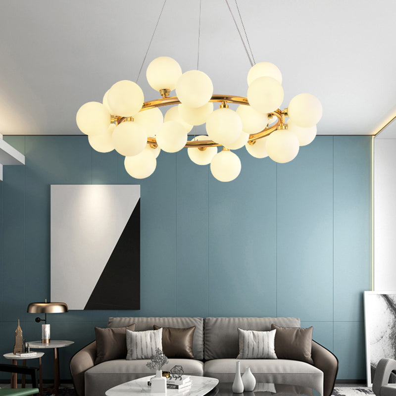 Modern Metal Chandelier Light Fixtures Multi-Head Hanging Pendant Lights with Globe Glass Shade
