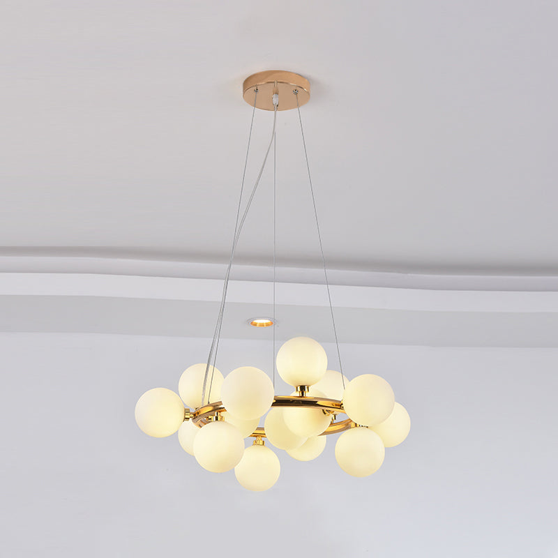 Modern Metal Chandelier Light Fixtures Multi-Head Hanging Pendant Lights with Globe Glass Shade