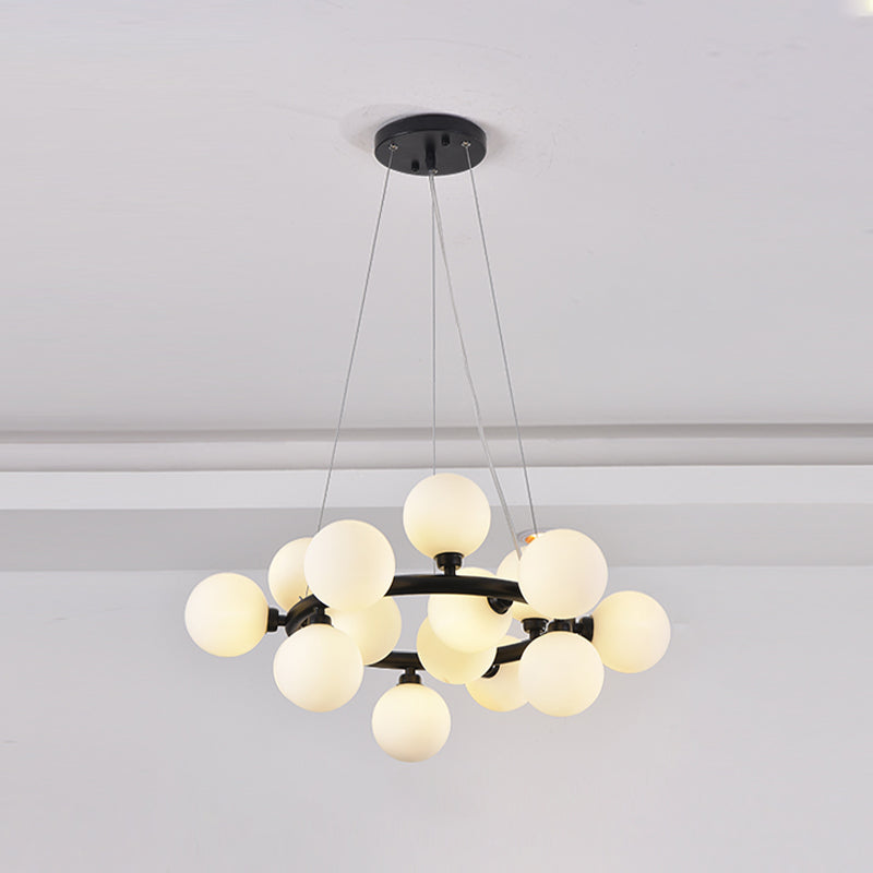 Modern Metal Chandelier Light Fixtures Multi-Head Hanging Pendant Lights with Globe Glass Shade