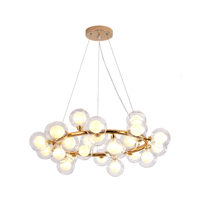 Modern Metal Chandelier Light Fixtures Multi-Head Hanging Pendant Lights with Globe Glass Shade
