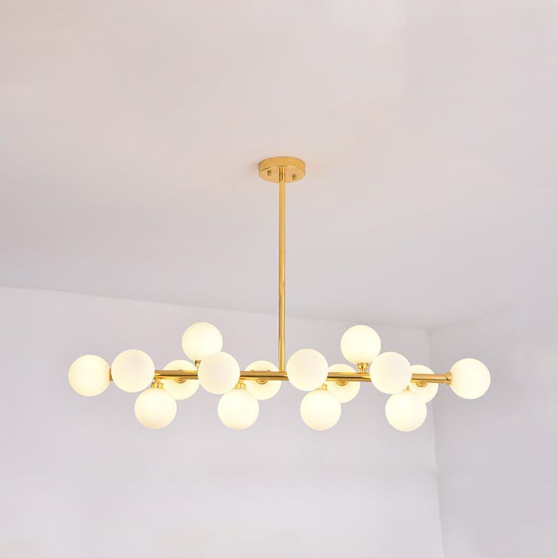 Modern Metal Chandelier Light Fixtures Multi-Head Hanging Pendant Lights with Globe Glass Shade