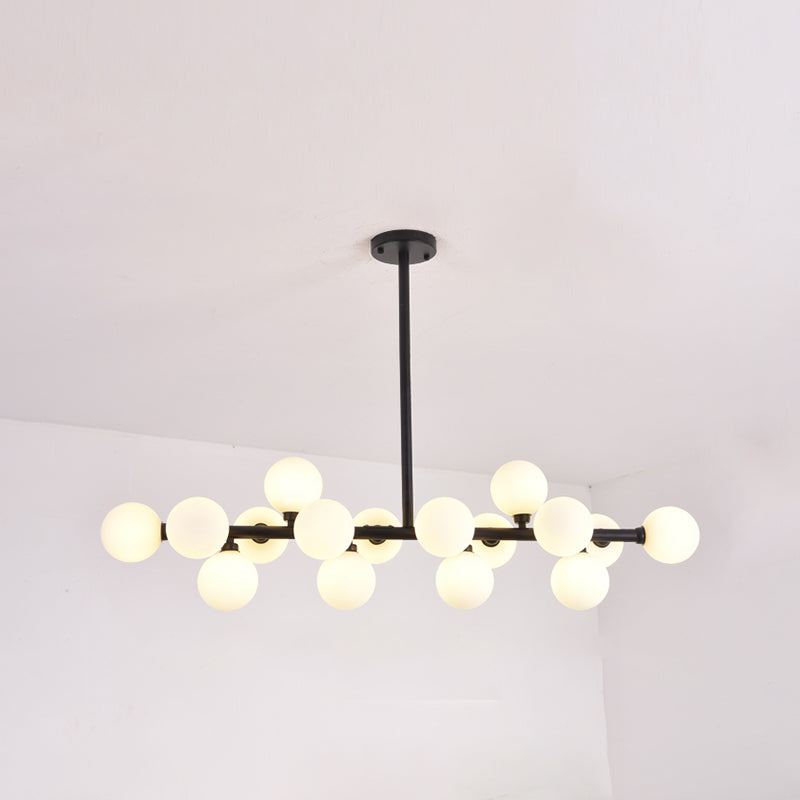 Modern Metal Chandelier Light Fixtures Multi-Head Hanging Pendant Lights with Globe Glass Shade
