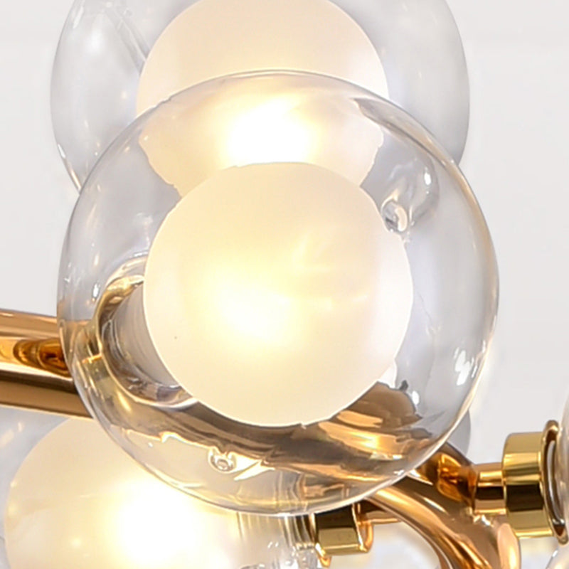 Modern Metal Chandelier Light Fixtures Multi-Head Hanging Pendant Lights with Globe Glass Shade