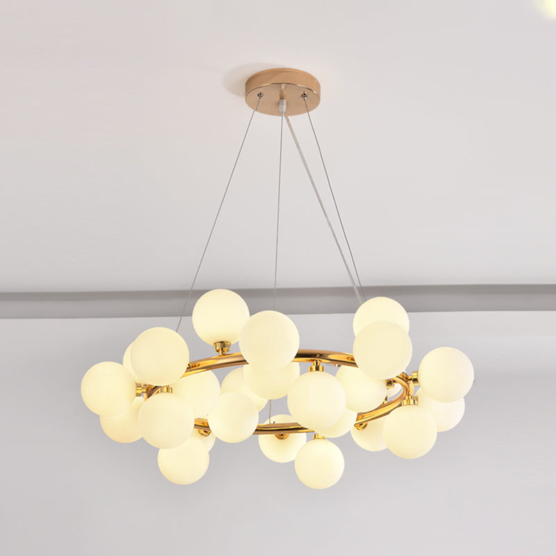 Modern Metal Chandelier Light Fixtures Multi-Head Hanging Pendant Lights with Globe Glass Shade