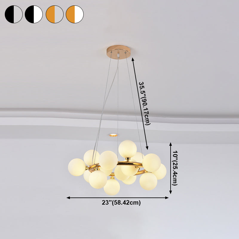 Modern Metal Chandelier Light Fixtures Multi-Head Hanging Pendant Lights with Globe Glass Shade