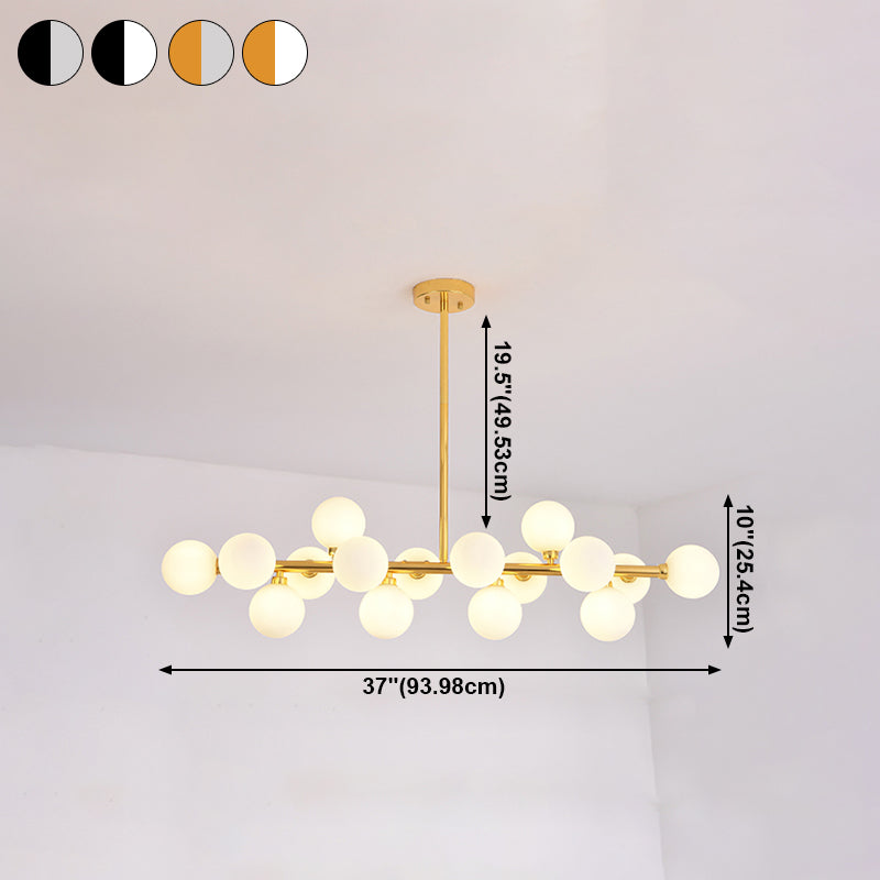 Modern Metal Chandelier Light Fixtures Multi-Head Hanging Pendant Lights with Globe Glass Shade