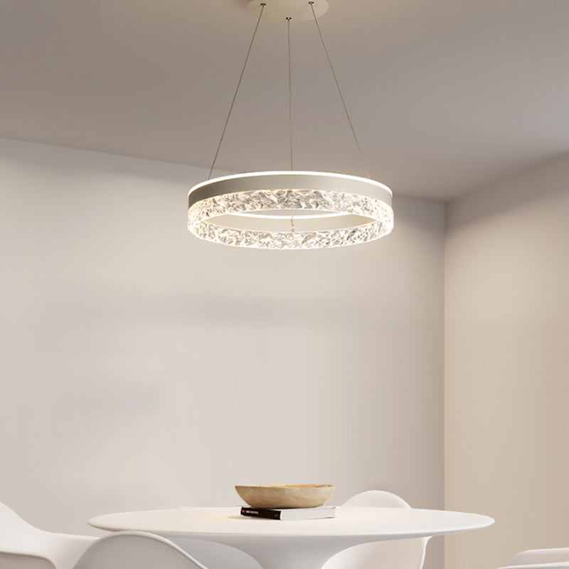 Modern Metal Chandelier Light Fixtures Round 1-Light Suspension Pendant Lamps with Acrylic Shade