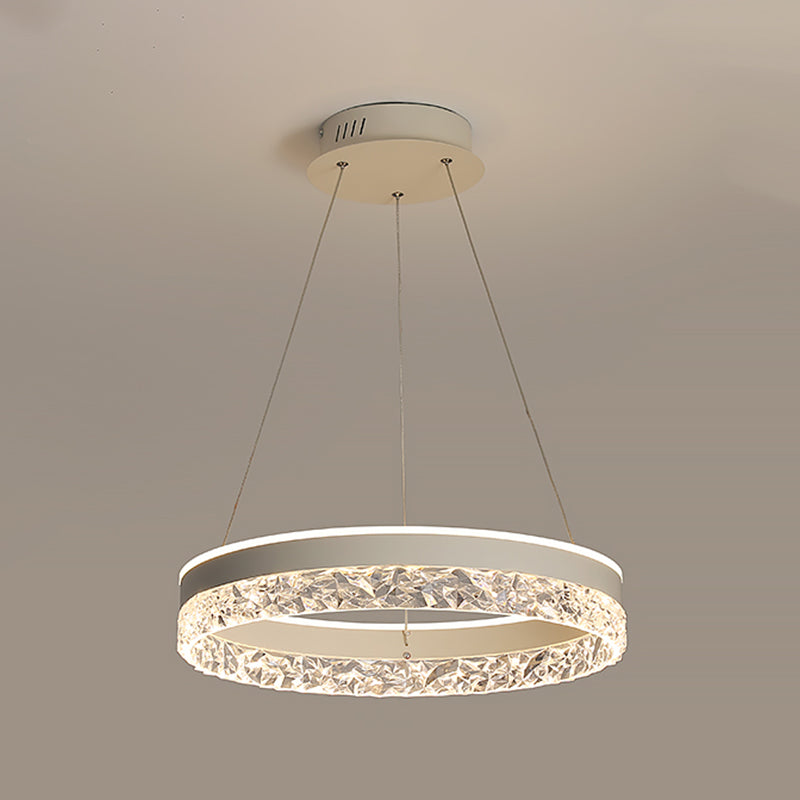 Modern Metal Chandelier Light Fixtures Round 1-Light Suspension Pendant Lamps with Acrylic Shade