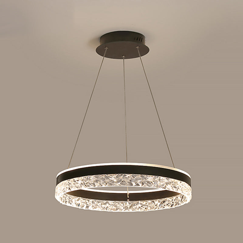 Modern Metal Chandelier Light Fixtures Round 1-Light Suspension Pendant Lamps with Acrylic Shade