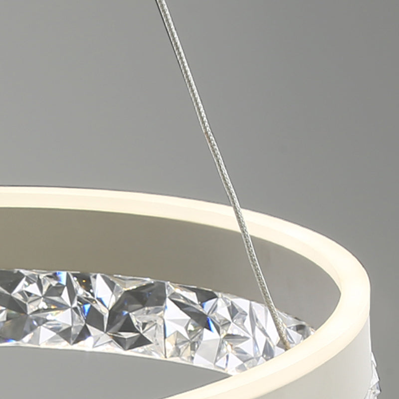 Modern Metal Chandelier Light Fixtures Round 1-Light Suspension Pendant Lamps with Acrylic Shade