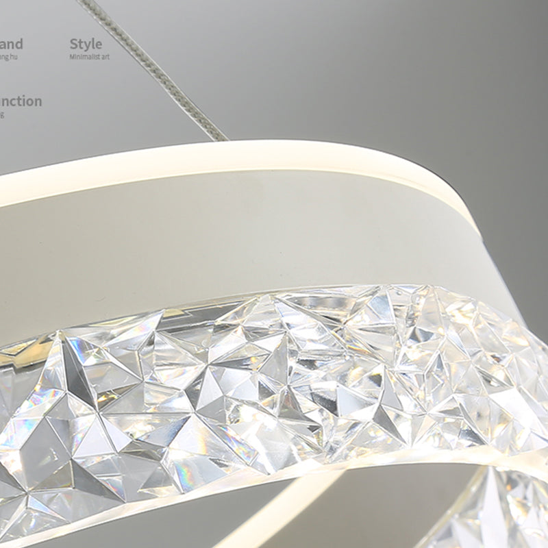 Modern Metal Chandelier Light Fixtures Round 1-Light Suspension Pendant Lamps with Acrylic Shade