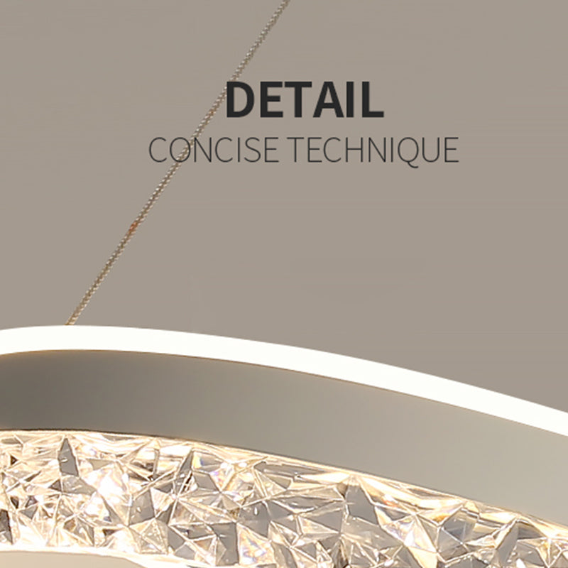 Modern Metal Chandelier Light Fixtures Round 1-Light Suspension Pendant Lamps with Acrylic Shade