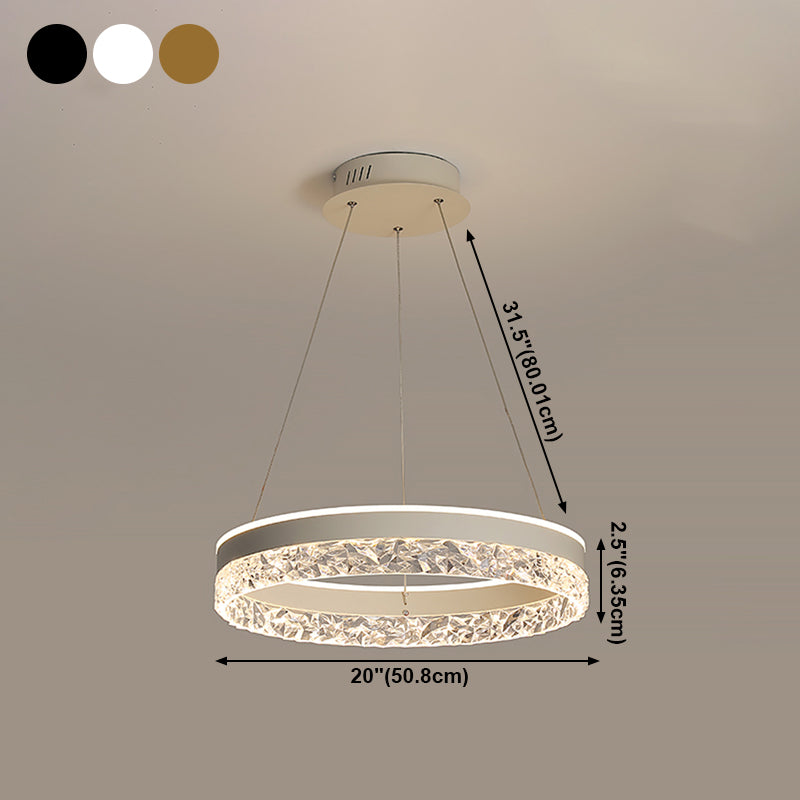 Modern Metal Chandelier Light Fixtures Round 1-Light Suspension Pendant Lamps with Acrylic Shade
