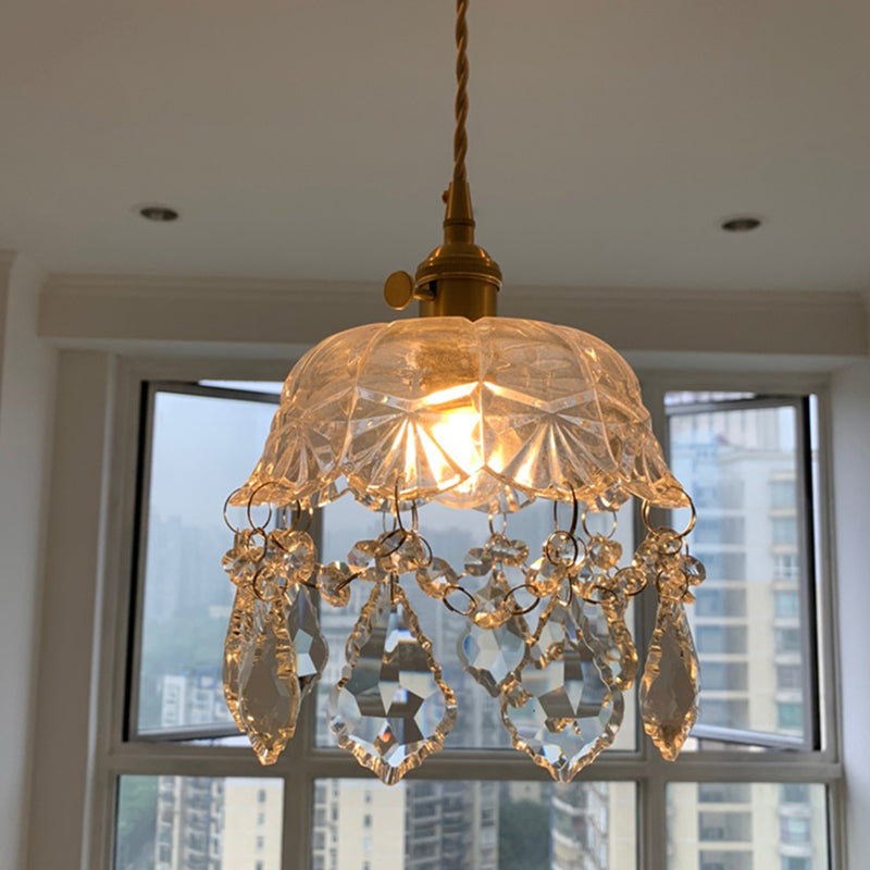 Lampe de suspension contemporaine simple lumière en verre de pendaison de suspension pour chambre à coucher