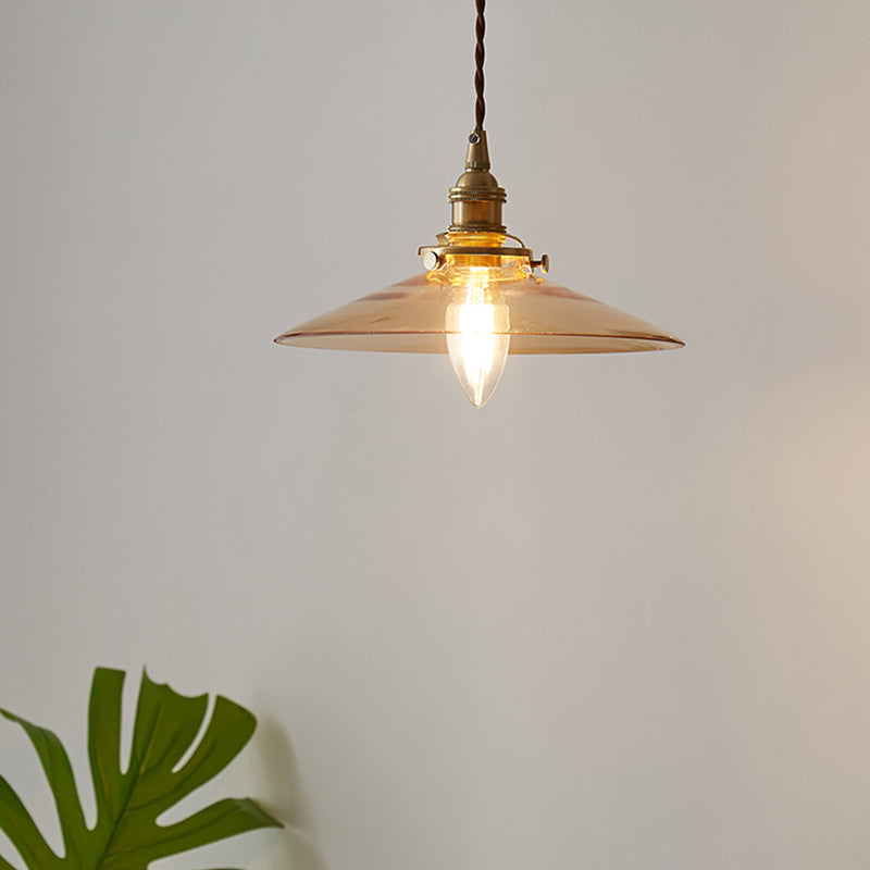 Lampada a sospensione in ottone in ottone in ottone industriale 1 lampada a sospensione in vetro leggero per ristorante