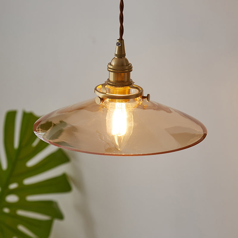 Lampada a sospensione in ottone in ottone in ottone industriale 1 lampada a sospensione in vetro leggero per ristorante