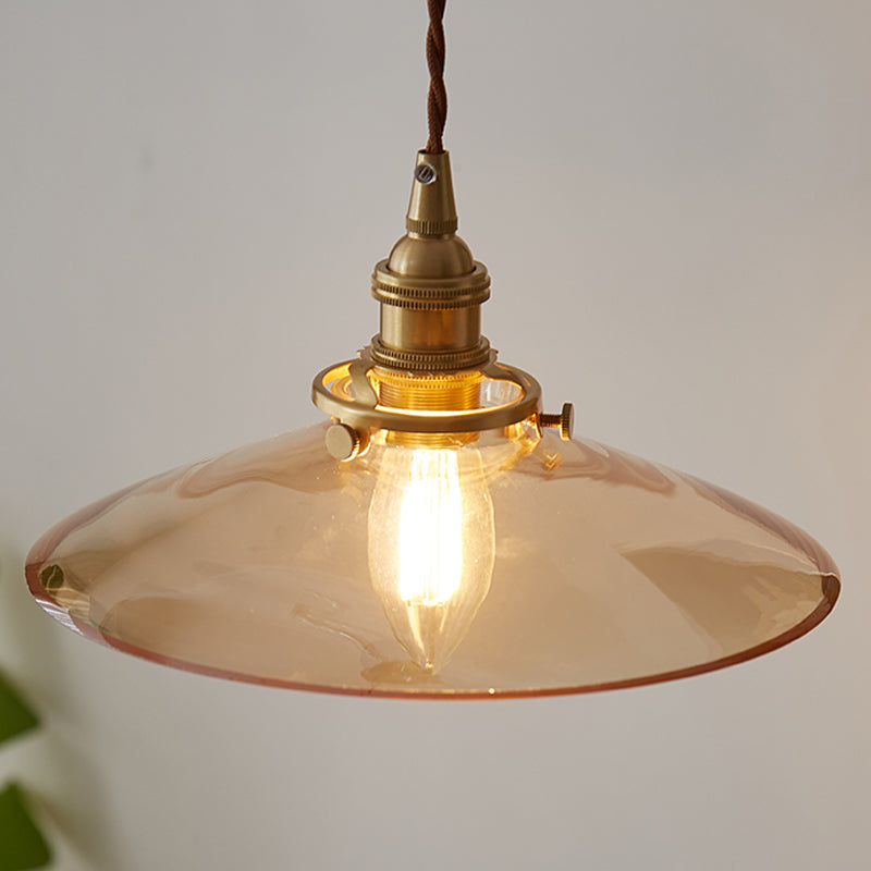 Lampada a sospensione in ottone in ottone in ottone industriale 1 lampada a sospensione in vetro leggero per ristorante