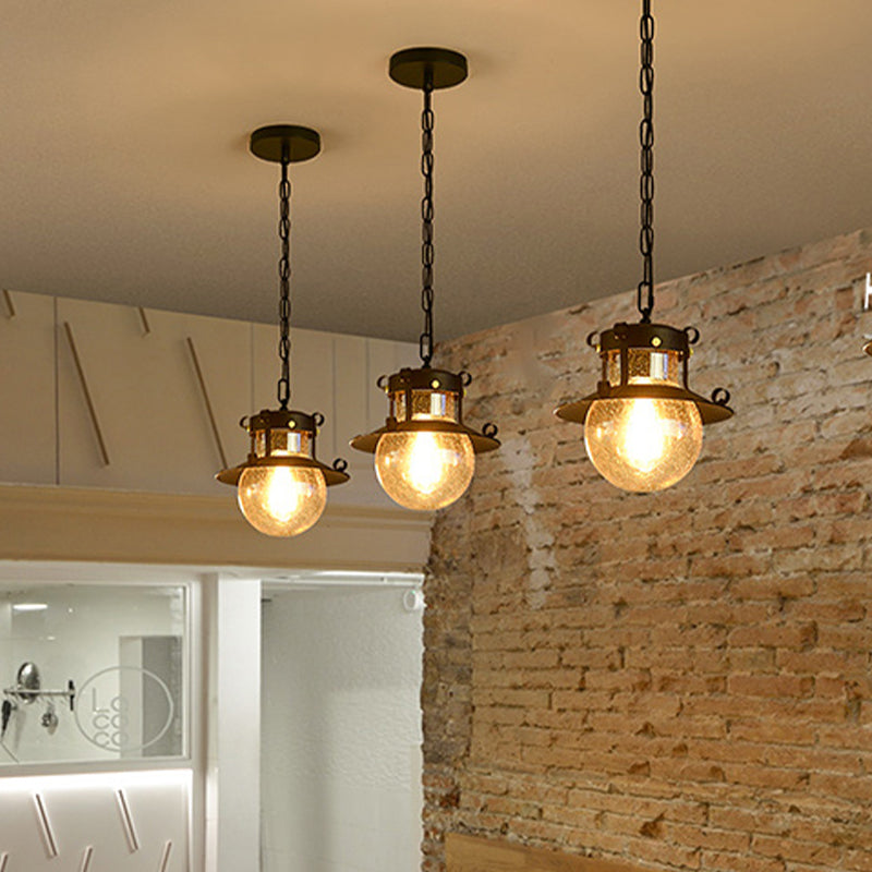 In stile industriale a forma di globo vetro leggero 1 lampada appesa alla luce in chiaro