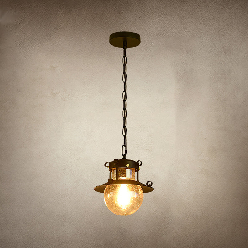 In stile industriale a forma di globo vetro leggero 1 lampada appesa alla luce in chiaro