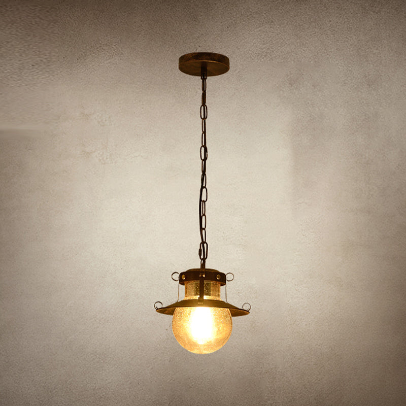 In stile industriale a forma di globo vetro leggero 1 lampada appesa alla luce in chiaro
