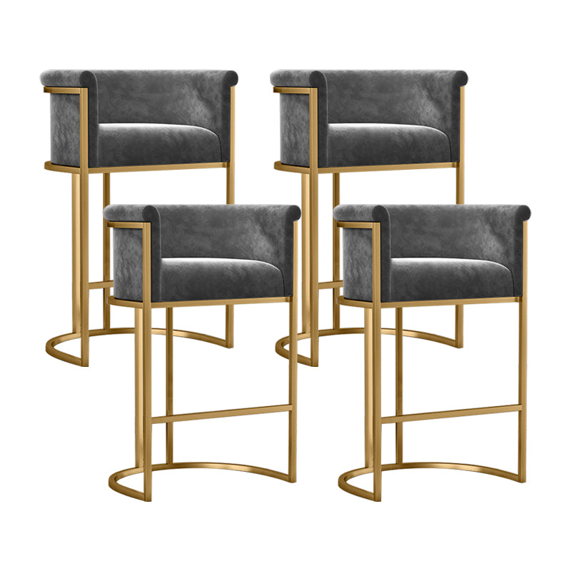 Tabouret de bar contemporain en velours avec pieds en fer, tabouret de comptoir d'intérieur à dossier bas