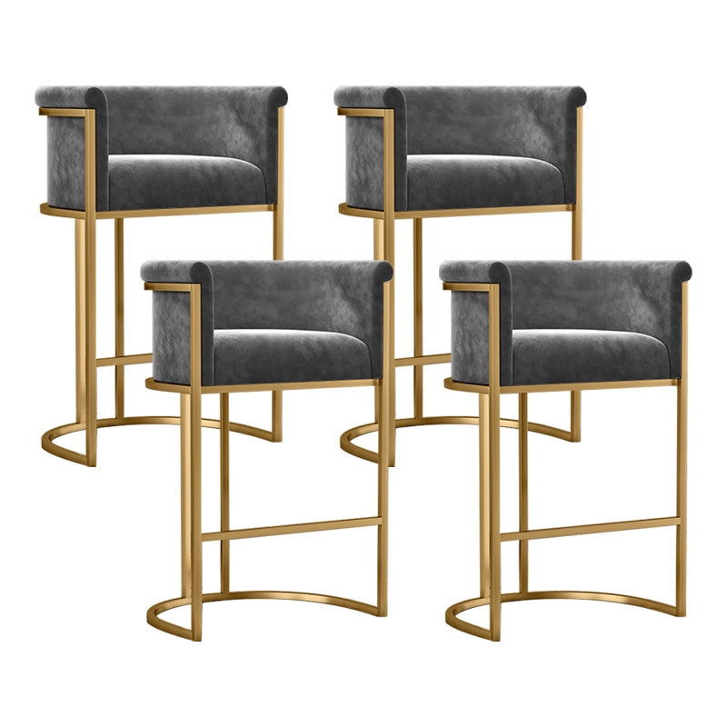 Tabouret de bar contemporain en velours avec pieds en fer, tabouret de comptoir d'intérieur à dossier bas