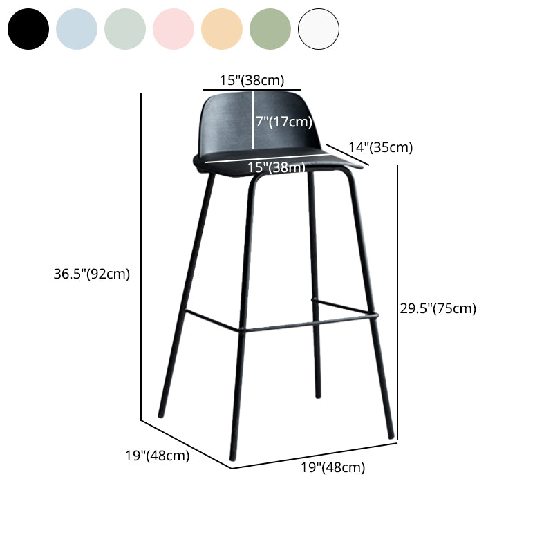 Contemporary Counter & Bar Stool Armless Plastic Indoor Bar Stool with Footrest
