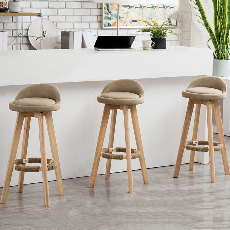 Tabouret de comptoir rotatif à dossier moderne, barre de ménage en bois avec coussin
