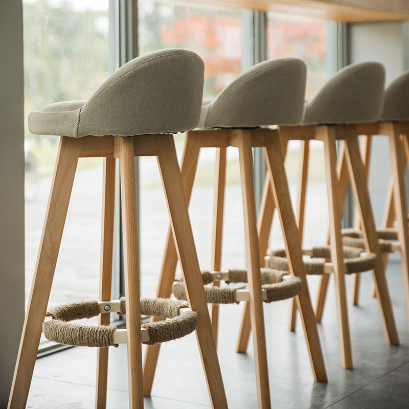 Tabouret de comptoir rotatif à dossier moderne, barre de ménage en bois avec coussin
