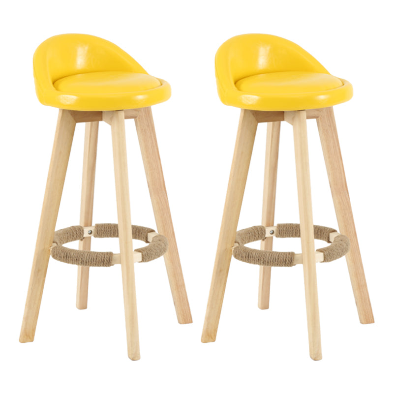 Tabouret de comptoir rotatif à dossier moderne, barre de ménage en bois avec coussin