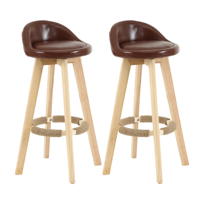 Tabouret de comptoir rotatif à dossier moderne, barre de ménage en bois avec coussin