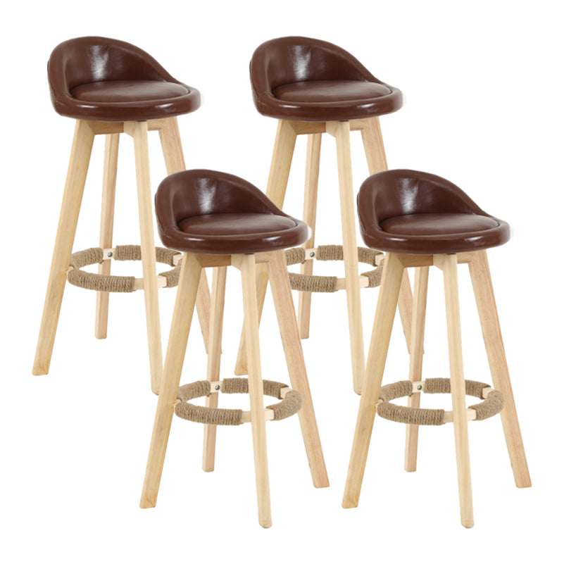 Tabouret de comptoir rotatif à dossier moderne, barre de ménage en bois avec coussin