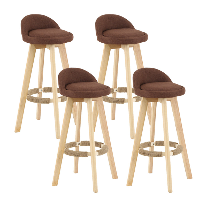 Tabouret de comptoir rotatif à dossier moderne, barre de ménage en bois avec coussin