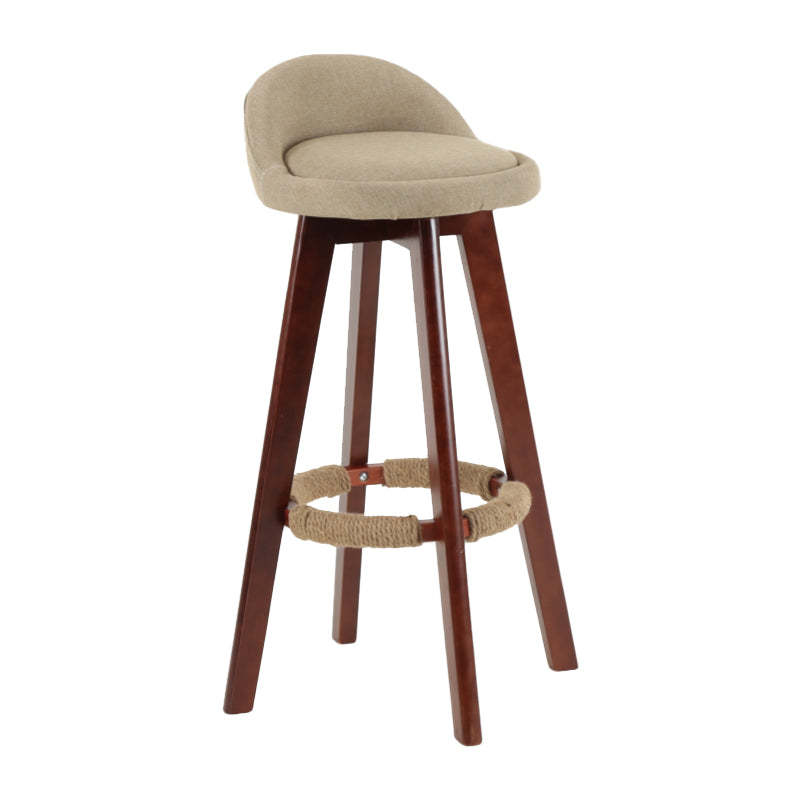 Tabouret de comptoir rotatif à dossier moderne, barre de ménage en bois avec coussin
